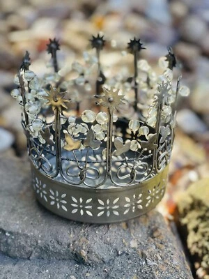 Vagabond Vintage Crown Metal Beaded Candle Holder - Image 1 of 4