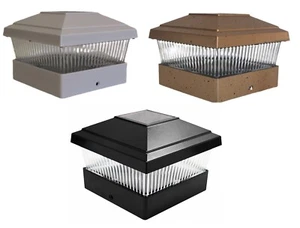 6 Pack Solar Black/Copper/Off White Square Post Fence Mount Cap Lights 5x5 Post - Picture 1 of 21