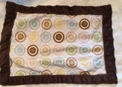 Manta de seguridad rectangular infantil Lovey marrón Minky Dot botones bebé Foto 1 de 2