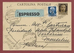 Espresso Intero Imperiale c.30 da Noventa Padovana a Monselice il 19.7.40 L.1,25 - Foto 1 di 2