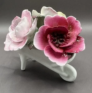 Royal Staffordshire Fine Bone China Schubkarre gefüllt mit Blumen England - Bild 1 von 13