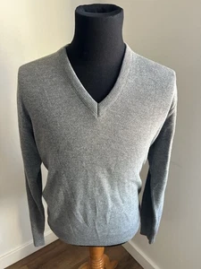 VTG Jantzen V-Neck Pullover Sweater Men’s L Gray Acrylic Knit USA Made Preppy - Picture 1 of 7