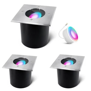 3x Faretto da pavimento JADINA orientabile angolare IP67 piatto Smart WiFi RGB LED 5W dimm - Foto 1 di 8