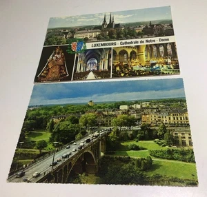Luxemburg Postkarten Notre Dame Kathedrale Adolphe Brücke Vintage 2er Set - Bild 1 von 18