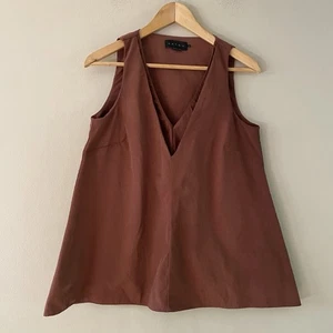 Hatch Maternity Nutmeg Linen Blend Sleeveless Double V-Neck Top Size 1 (SMALL) - Picture 1 of 10
