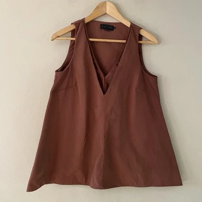 Hatch Maternity Nutmeg Linen Blend Sleeveless Double V-Neck Top Size 1 (SMALL) - Image 1 of 4