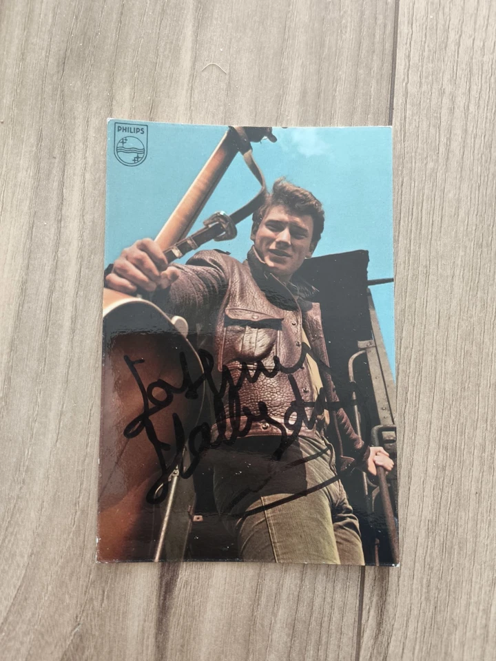 Autographe johnny hallyday An 60, Signature Ok, Dos Marque Collage Voir Photos - Photo 1/4