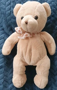 Tesco 05 Teddy Bear Beige Soft Toy Paw Print Ribbon Bow 2005 Vintage - Picture 1 of 9