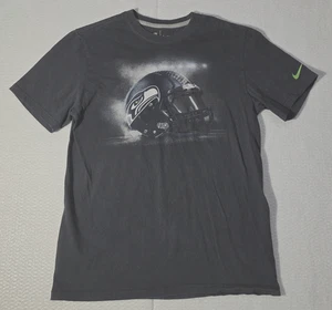 NFL Team Apparel Seattle Seahawks Helmet Tee Shirt Black Size Large - Picture 1 of 7
