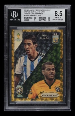 2014 Panini Prizm World Cup Gold Power Angel Di Maria Dani Alves /5  BGS 8.5 - Image 1 of 2