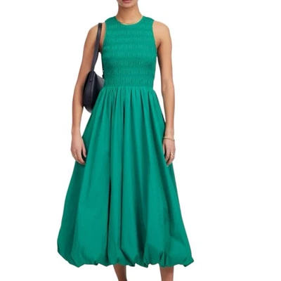 Madewell Melody Bubble Hem Smocked Midi Dress Verdant Green Size Small NWT - Image 1 of 4