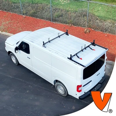 Sistema de barras de acero H1 de 2 barras con rodillo Nissan NV Cargo 2012-2021 (todos los adornos) negro Foto 1 de 4