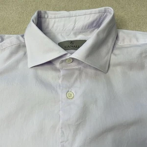 Canali Dress Shirt Mens 16.5 42 Poplin Cotton Button Up Made In Italy Designer - Picture 1 of 9