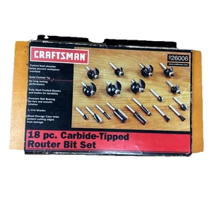 Juego de brocas de enrutador Craftsman 18 piezas con punta de carburo #926006 con estuche de madera - Imagen 1 de 12