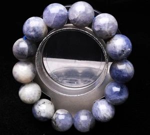 16,5 mm Natürlicher Tansania Tansanit Blau Zoisit Edelstein Perlen Armband AAA - Bild 1 von 6