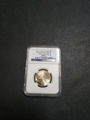 2011 P  Sacagawea Dollar Coin  Certified  MS67 Graded By NGC Early Release - Image 1 of 4