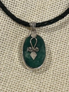Emerald Sterling Silver Pendant Genuine Corundum Beryl Gemstones 925 Jewellery - Picture 1 of 4