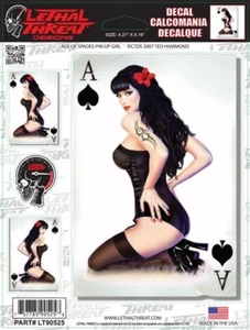NUEVA CALCOMANÍA PIN-UP CHICA AMENAZA LETAL ACE OF ESPADAS 6""x4"" LT90525 - Imagen 1 de 2