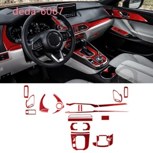 Juego de 27 piezas de kit de ajuste decorativo interior de fibra de carbono roja para Mazda CX-9 2016-2023 - Imagen 1 de 18