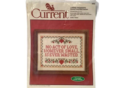 Current Loving Thoughts Counted Cross Stitch Sampler Kit 8" X 10" NIP 1983 - Image 1 of 3