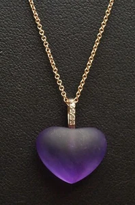 EFFY 14K Rose Gold Necklace Amethyst & Diamond Heart 10.32ctw - Picture 1 of 11