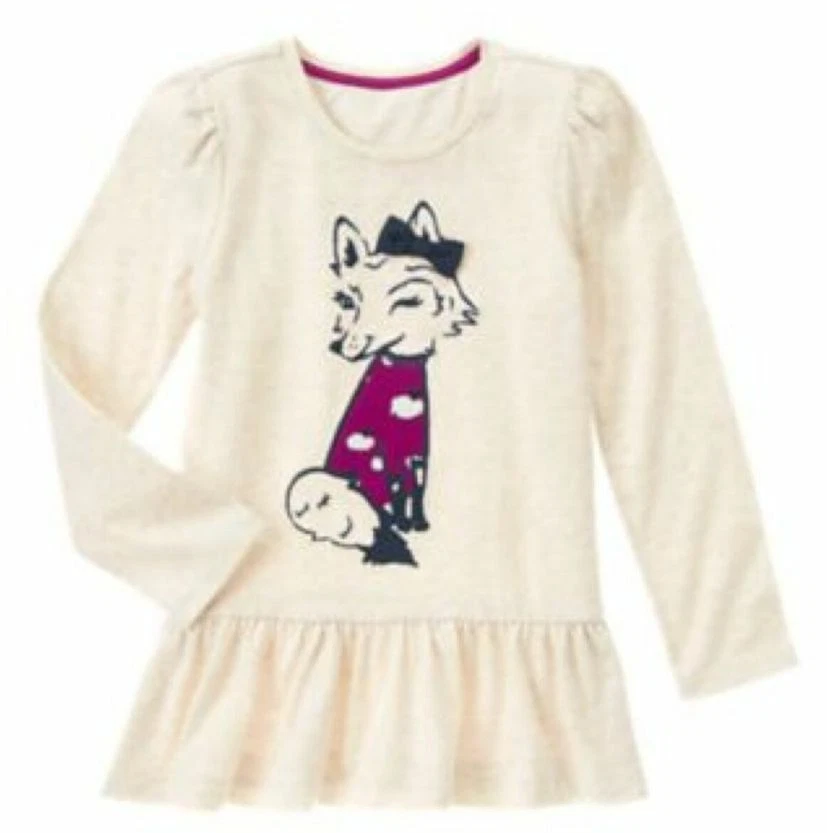 Nuevo Top Gymboree Niñas 5 Años Tejido Suave Guiño Zorro Cinta Lazo Volantes Dobladillo Largo Foto 1 de 1