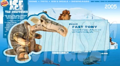 FUZZY FAST TONY plush toy ICE AGE 2 the Melt Down Burger King Fox (2005) NIOP - Image 1 of 3