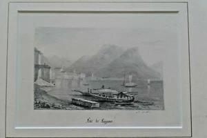 Sehr feiner Graphit Mitte 19. Jh. Luganersee. Signiert. - Bild 1 von 5