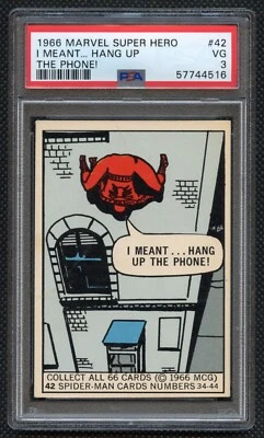 1966 Donruss Marvel Spider-Man Rookie #42 PSA 3 Pop 1 - Image 1 of 3