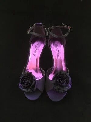 PURPLE SATIN BRIDAL WEDDING BRIDESMAID PROM SHOES SIZE 5 & 7 - Image 1 of 3