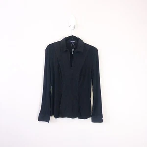 Movetes Quarter Zip Pullover Top Long Sleeve Black Bamboo Blend Size 8 NWOT's - Picture 1 of 9