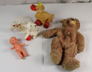 D9/4x Old Children's Toys - Göbel + Haba + Schildkröt - Teddy + Doll 214