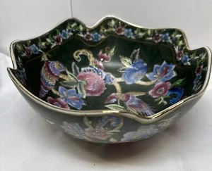 Cuenco vintage chino de porcelana pintado a mano con motivo floral - Imagen 1 de 9