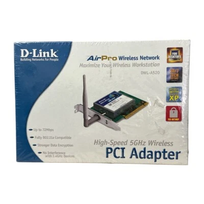 Vtg D-Link AirPro DWL-A520 5GHz Wireless PCI Adapter NOS Sealed 802.11a - Image 1 of 4
