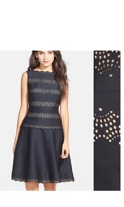 Tadashi Shoji Neoprene Laser Cut Dress Black Size Small New - Picture 1 of 9