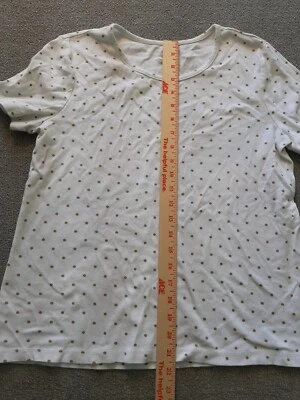 Camisa de manga corta blanca a lunares talla L grande 12-14 Foto 1 de 4