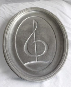 Vtg Early RWP Wilton Armetale, USA, Oval Musical Treble Clef Tray Plate-11.5" - Picture 1 of 8