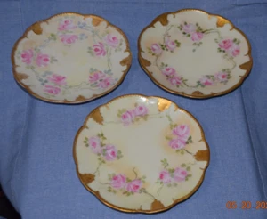 Lot of 3 Antique C. 1890-1910 AKD Limoges France 6.5" Porcelain Cabinet Plates - Picture 1 of 3
