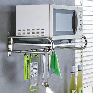 Supporto per microonde in acciaio inox supporto per microonde supporto da parete scaffale fino a 20 kg! - Foto 1 di 7