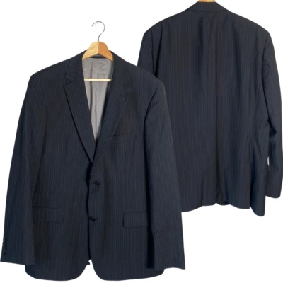 Boss Hugo Boss Pinstripe Wool Sport Coat Dinner Jacket Blazer Men's 44R Black - Image 1 of 4