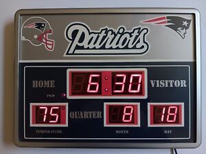 New England Patriots Scoreboard Clock Vintage Indoor Outdoor Date Temp Rare