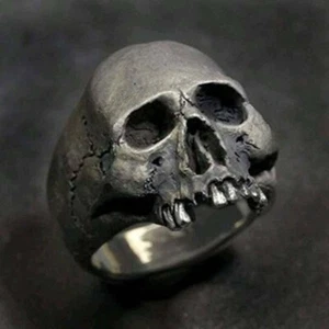 Totenkopf Kopf Ringe Steam Punk Herren Biker Ring Gothic Schmuck Halloween Geschenke schwarz - Bild 1 von 12