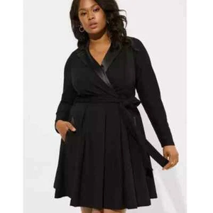 NWT Torrid Black Mini Tuxedo Skater Dress Women's 24 4X - Picture 1 of 8
