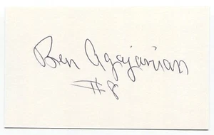 Ben Agajanian Signed 3x5 Index Card Autographed Baseball MLB New York Giants - Picture 1 of 2