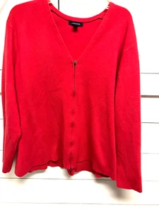 WOMENS LANDS END BERRY COLOR FULL ZIP CARDIGAN 1X POLYACRYL NYLON - Picture 1 of 4