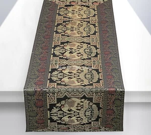 Indian Art Silk Runner Brocade Table Cover Party Wedding Decor Cloth - Picture 1 of 5