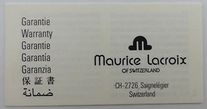 MAURICE LACROIX - Garantieschein - Warranty - datiert 1994 - Bild 1 von 2