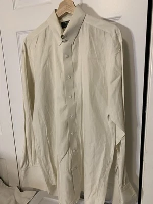 Tom James Men’s Sz XL Dress Shirt Button Down Collar DMJ Initial Sleeves Yellow - Image 1 of 4