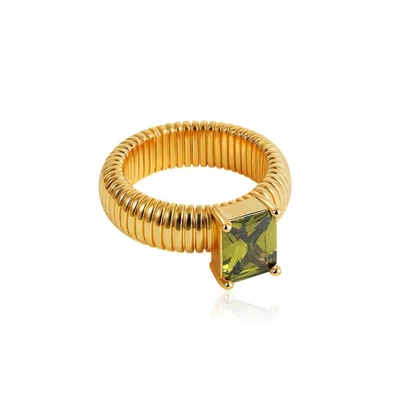 Anillo Grueso Tono Dorado Multicolor Cristal Cuadrado Circonita cúbica Punk Mujeres Joyería Foto 1 de 4
