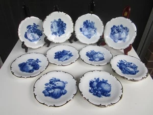 Schumann Arzberg Germany E&R Blue Cobalt Scalloped Silver Gilt 7.5" Plate Fruits - Picture 1 of 23
